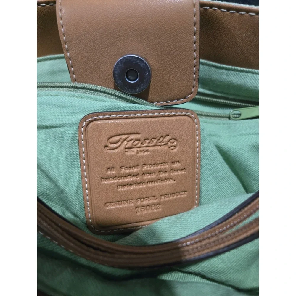 Fossil Vintage 75082 Green Woven Straw Raffia Leather Shoulder Bag Y2K Charm